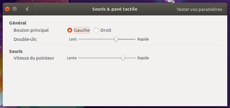 options touchpad absentes